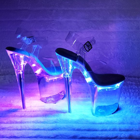 Flash Dance Led Lighted Multi Function Flashdance Clear Platform 8" Heels